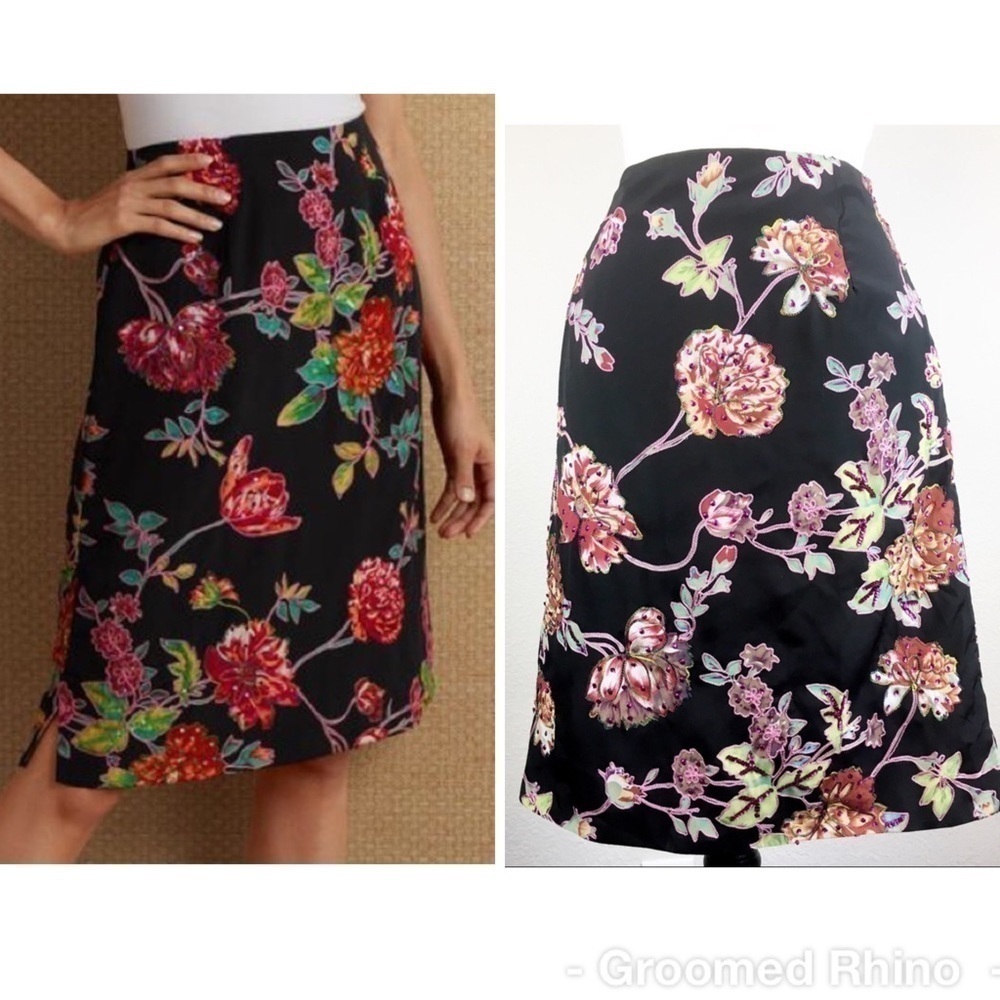 Soft Surroundings Coming Up Roses Skirt Size M